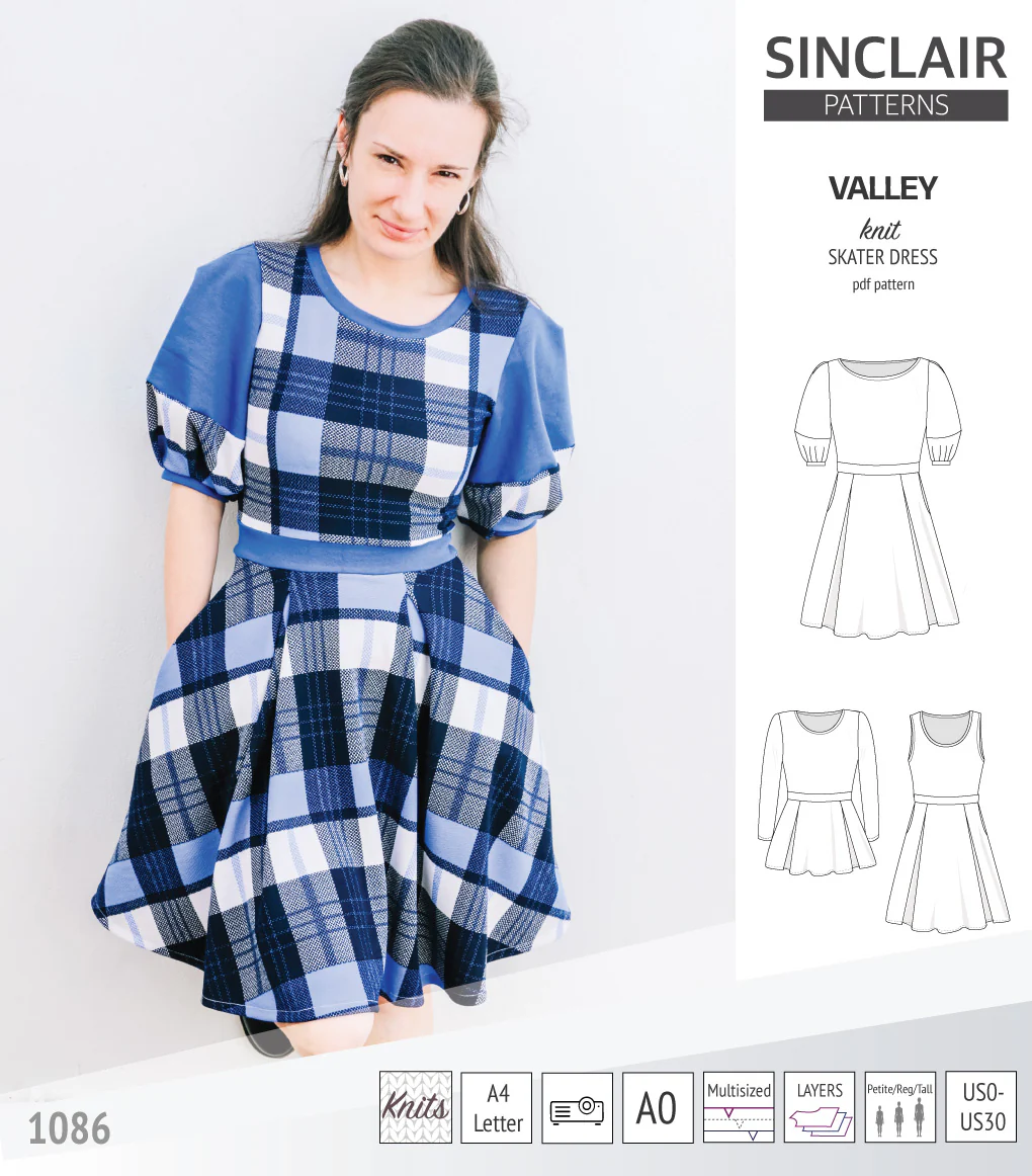 Valley knit skater dress with lantern sleeves and other options (PDF) - Image 12