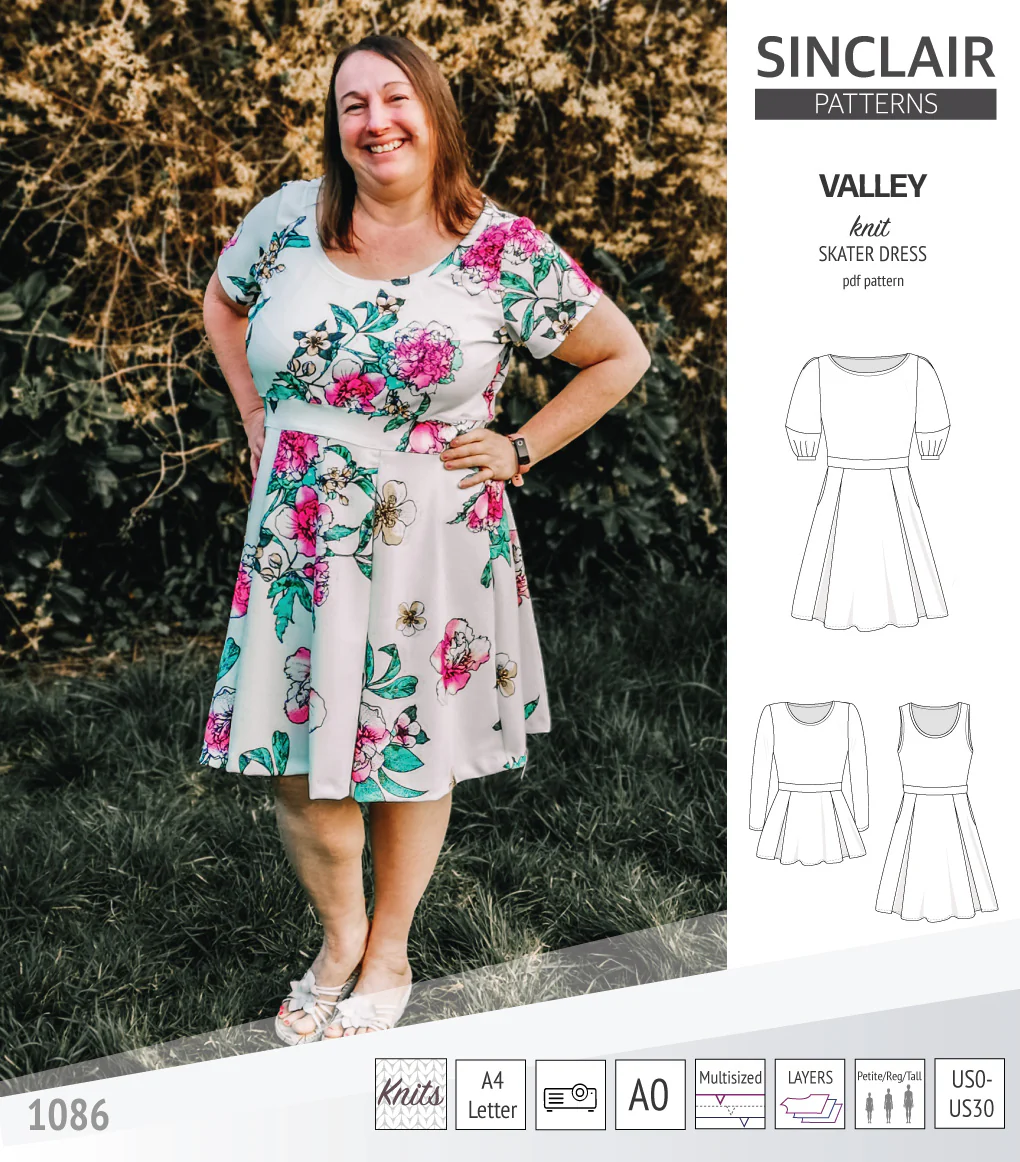 Valley knit skater dress with lantern sleeves and other options (PDF) - Image 14