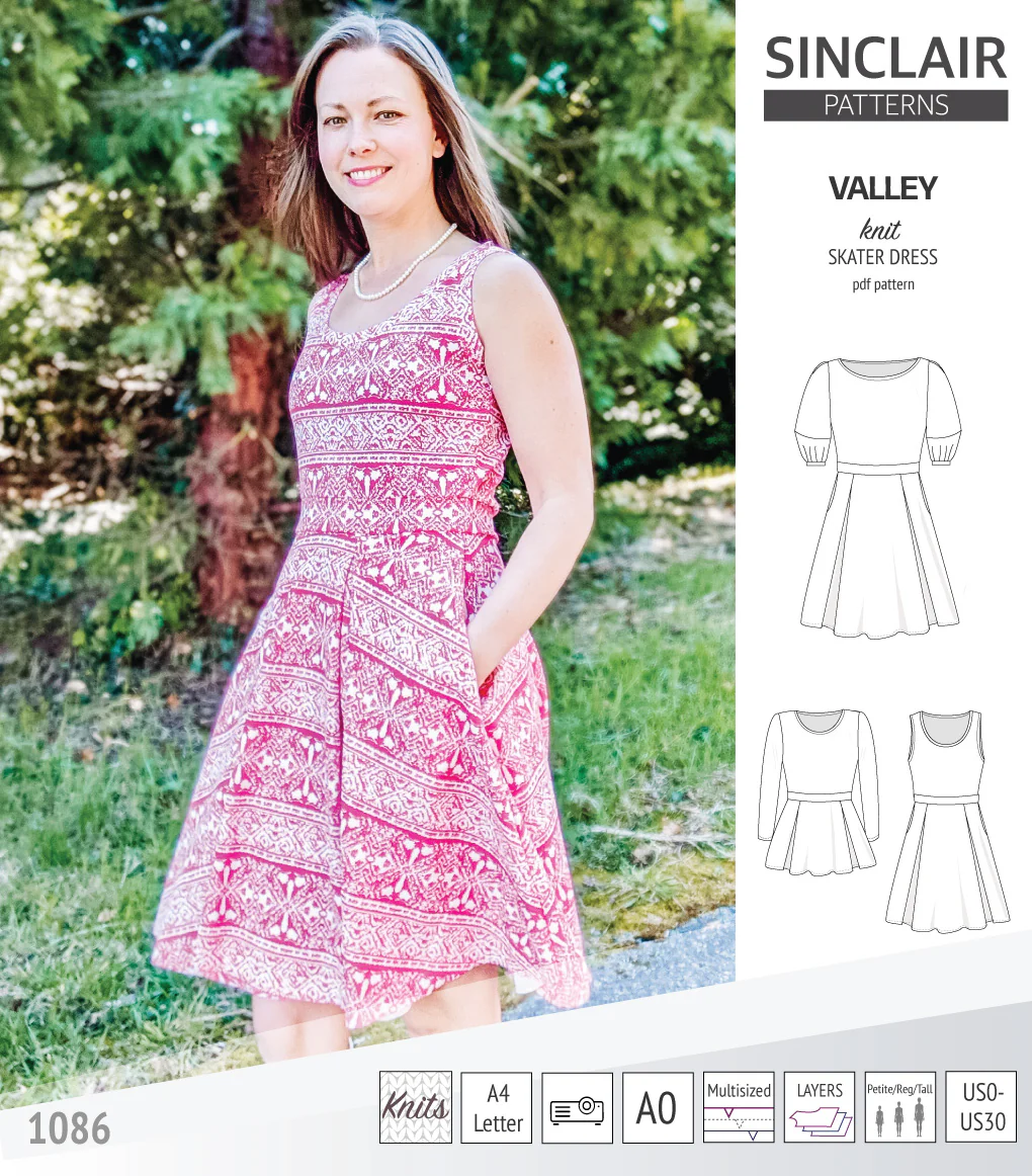 Valley knit skater dress with lantern sleeves and other options (PDF) - Image 15