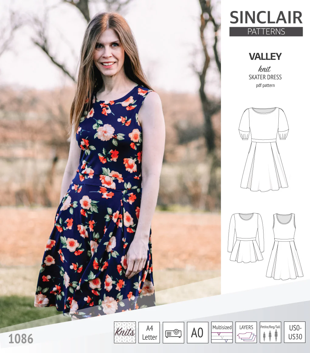 Valley knit skater dress with lantern sleeves and other options (PDF) - Image 16
