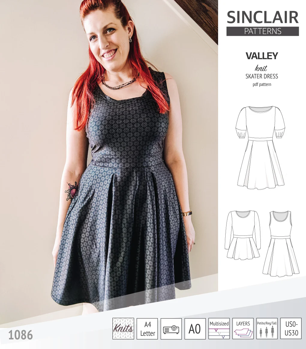 Valley knit skater dress with lantern sleeves and other options (PDF) - Image 21