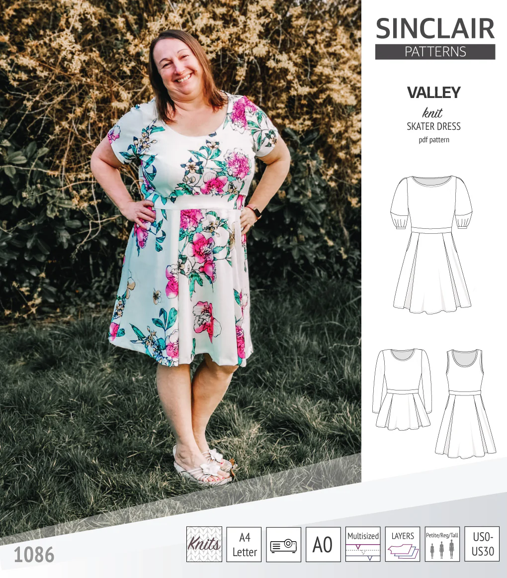 Valley knit skater dress with lantern sleeves and other options (PDF) - Image 25