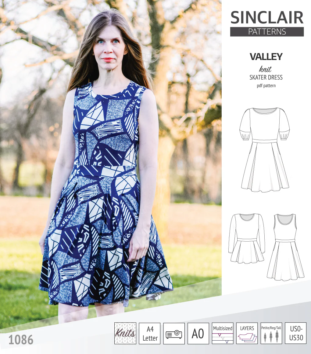 Valley knit skater dress with lantern sleeves and other options (PDF) - Image 26