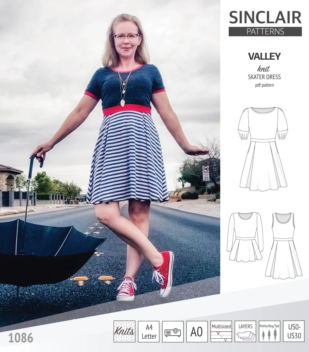 Valley knit skater dress with lantern sleeves and other options (PDF) - Image 3
