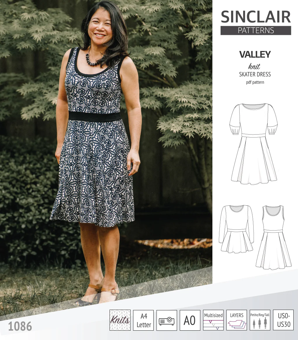Valley knit skater dress with lantern sleeves and other options (PDF) - Image 4