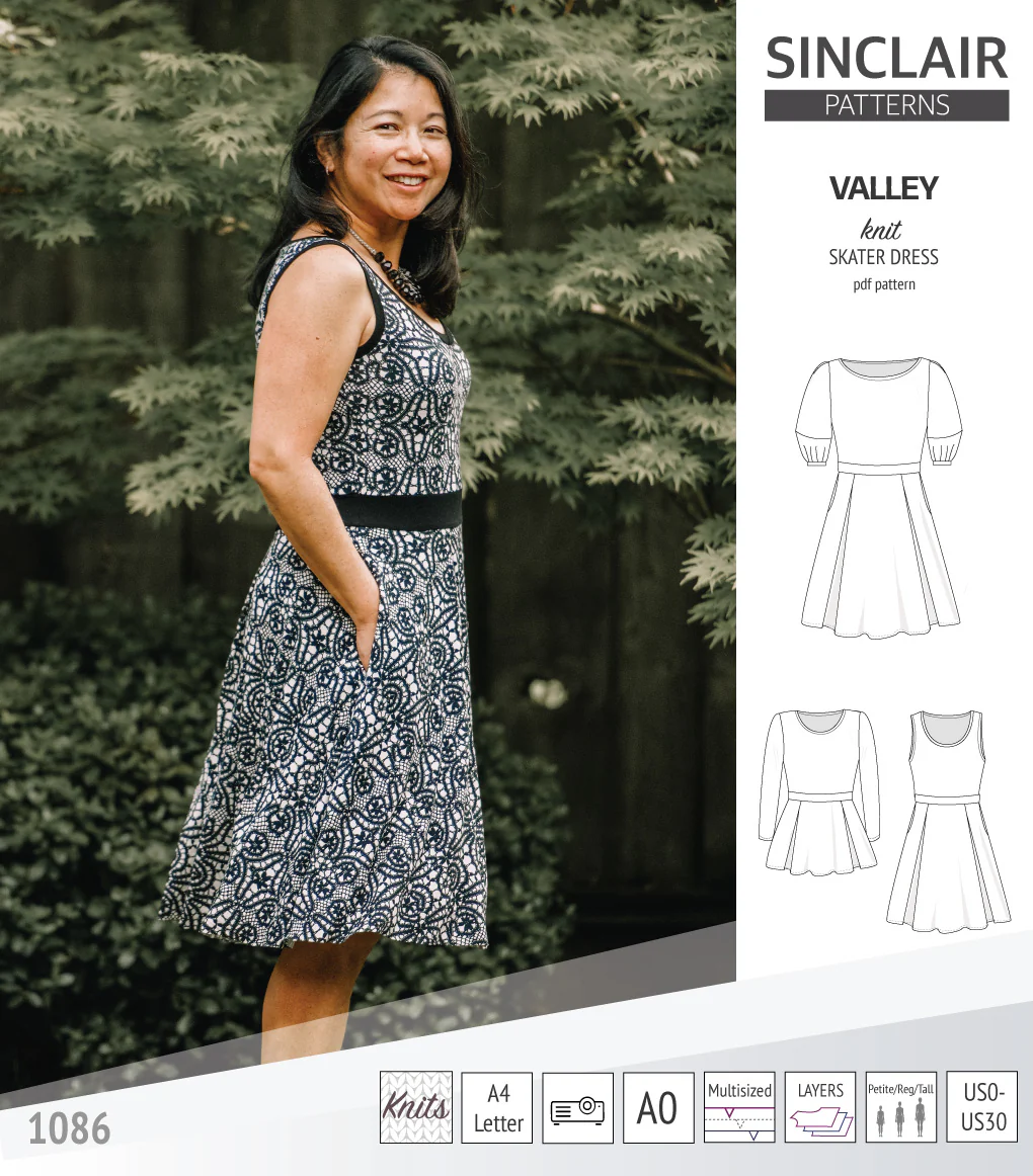 Valley knit skater dress with lantern sleeves and other options (PDF) - Image 5