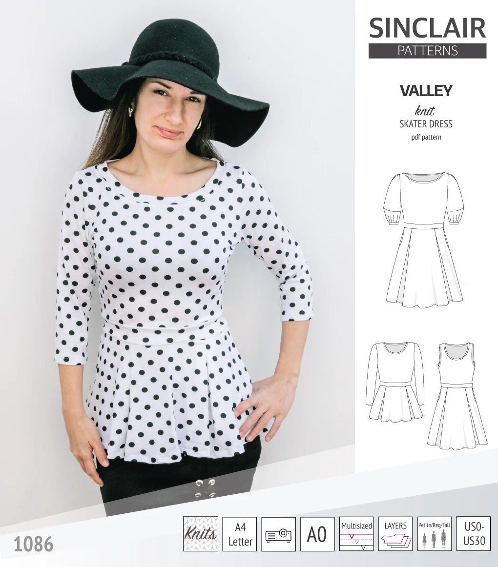 Valley knit skater dress with lantern sleeves and other options (PDF) - Image 6