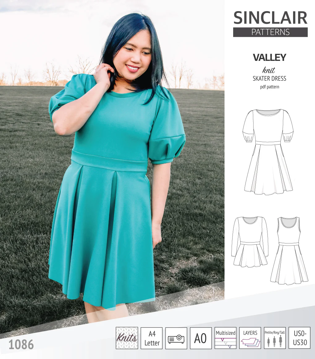 Valley knit skater dress with lantern sleeves and other options (PDF) - Image 7