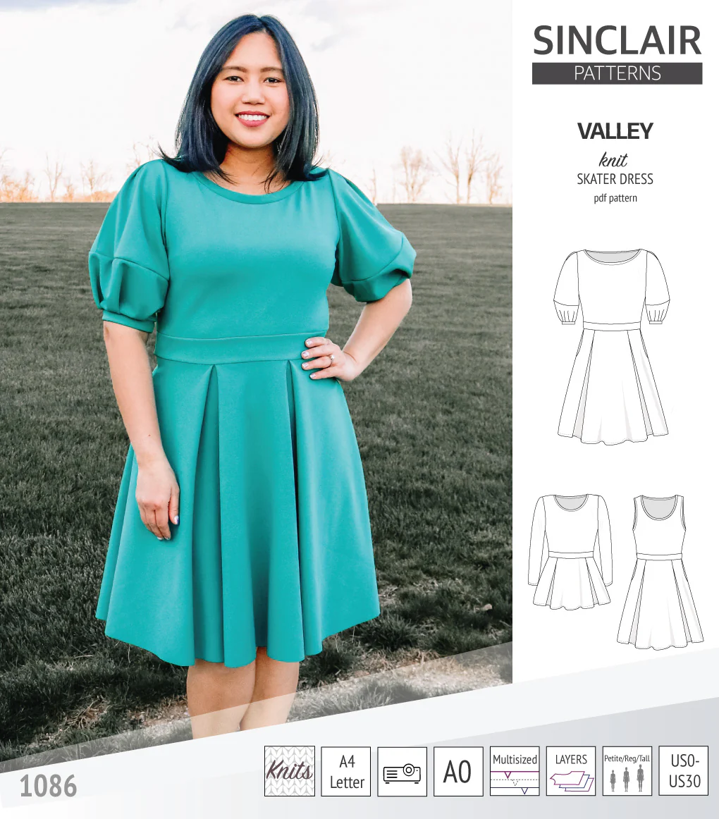 Valley knit skater dress with lantern sleeves and other options (PDF) - Image 8