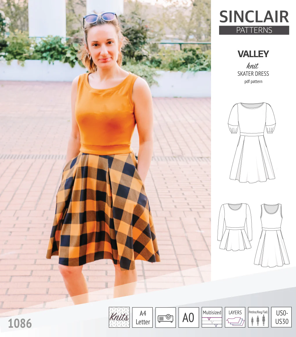 Valley knit skater dress with lantern sleeves and other options (PDF) - Image 9