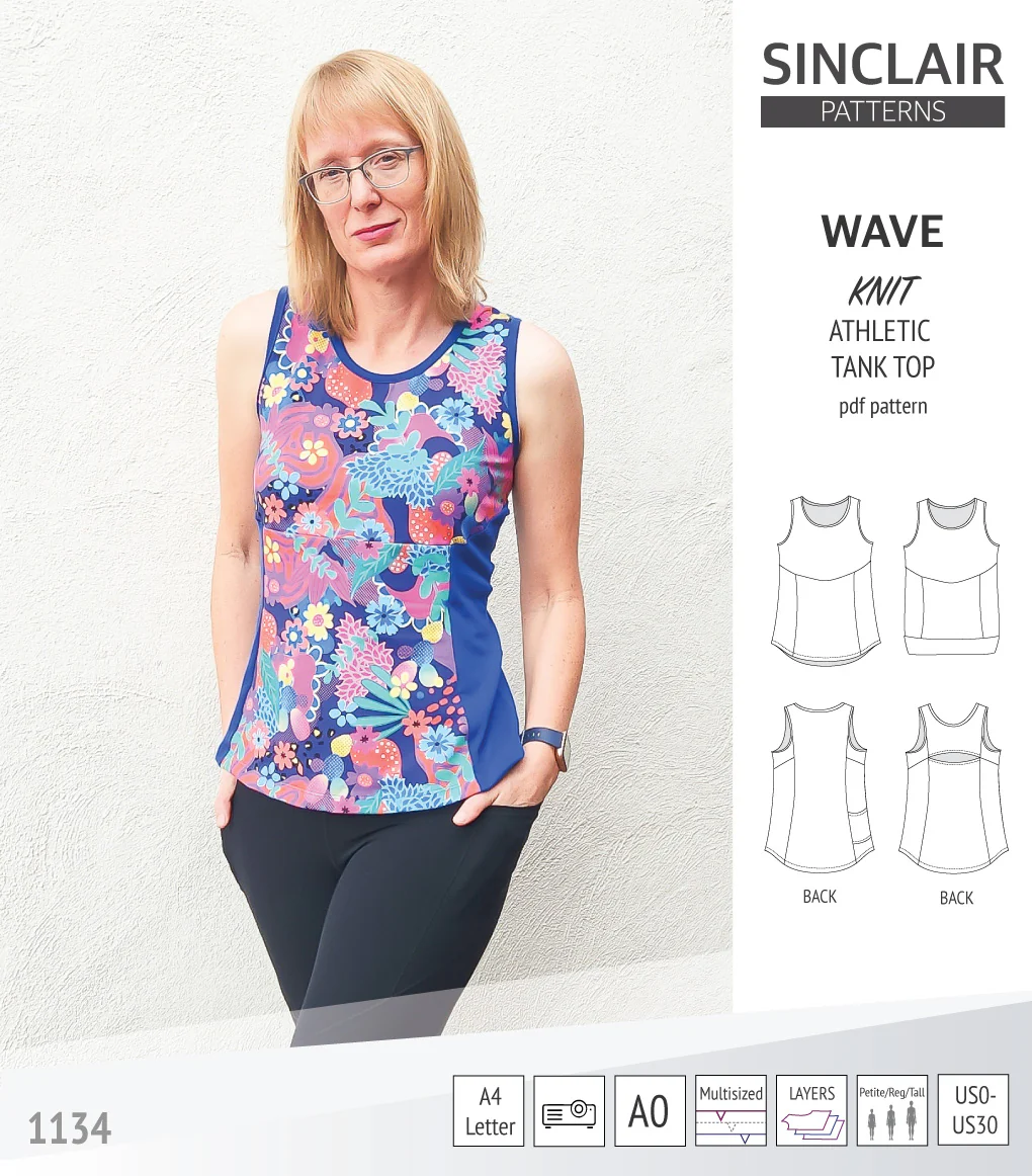 Wave athletic knit tank top with waistline shaping (PDF) - Image 20