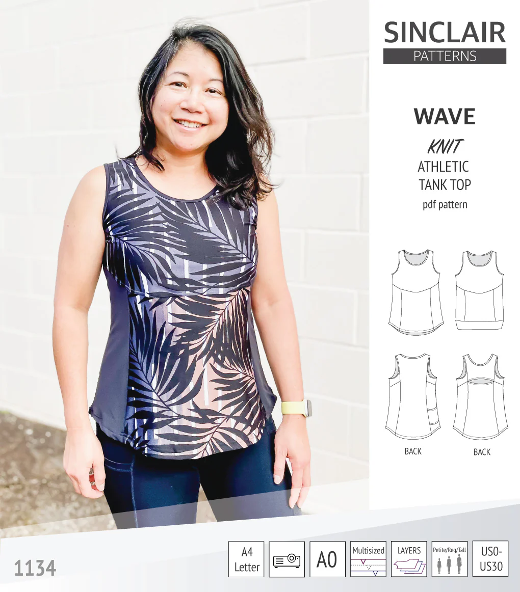 Wave athletic knit tank top with waistline shaping (PDF) - Image 3