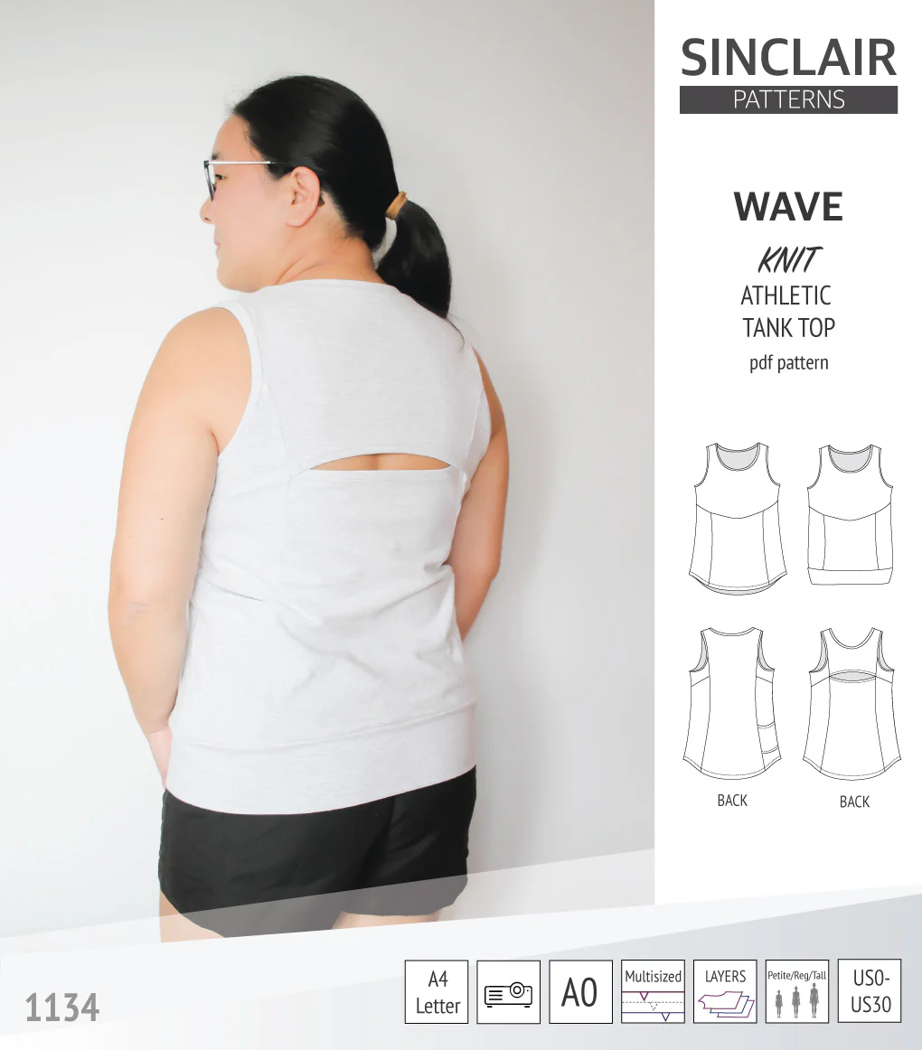 Wave athletic knit tank top with waistline shaping (PDF) - Image 30