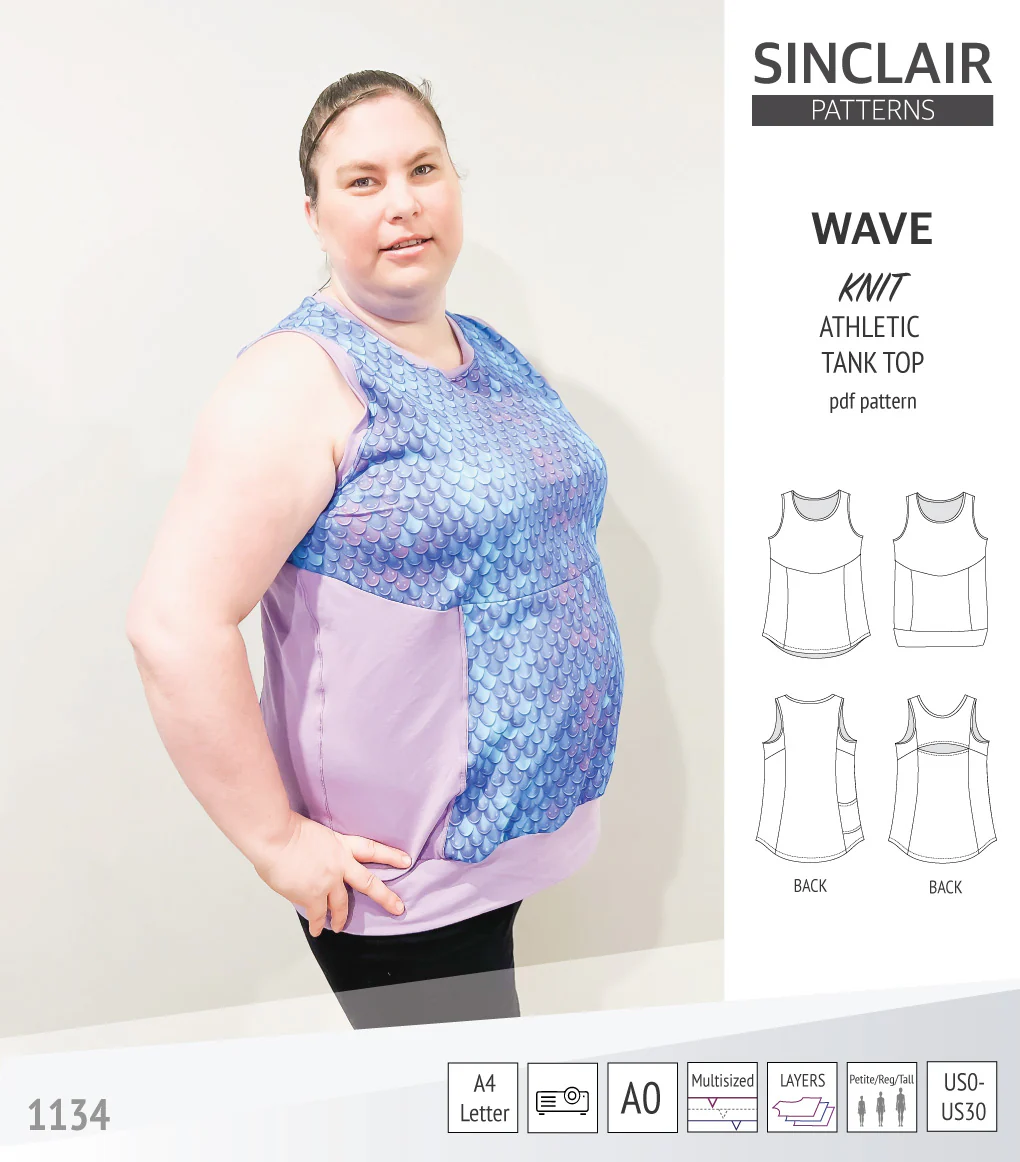 Wave athletic knit tank top with waistline shaping (PDF) - Image 36