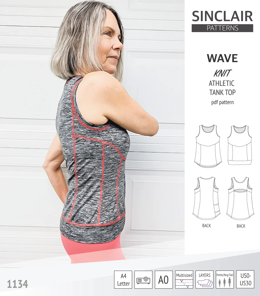 Wave athletic knit tank top with waistline shaping (PDF) - Image 42