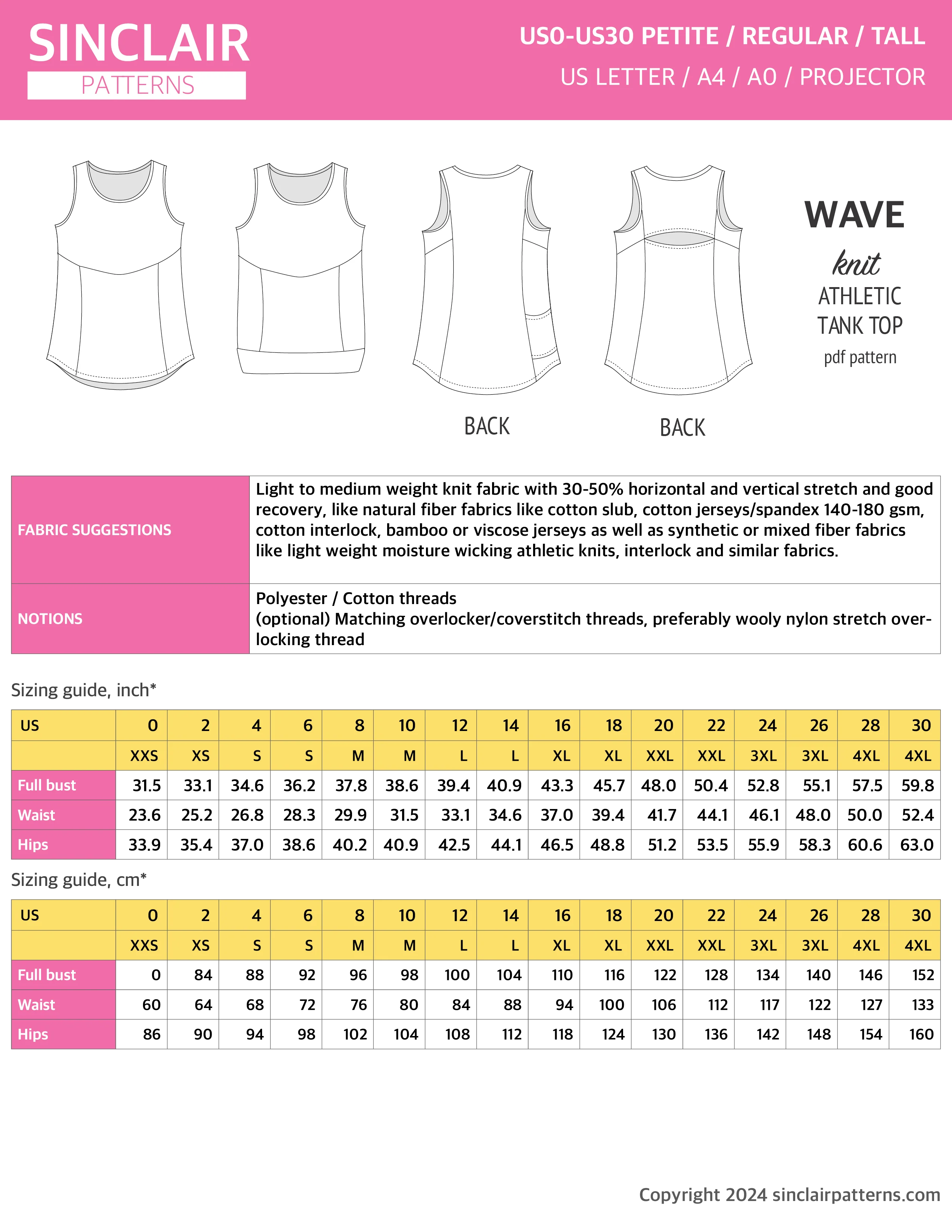 Wave athletic knit tank top with waistline shaping (PDF) - Image 43