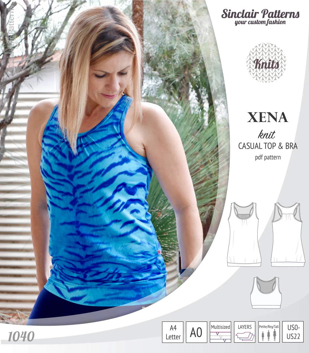 Xena casual racerback tank top with a built-in bra (PDF) - Image 3
