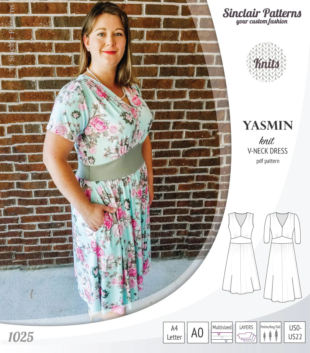 Yasmin V neck knit dress with pleated accents (PDF) - Image 10
