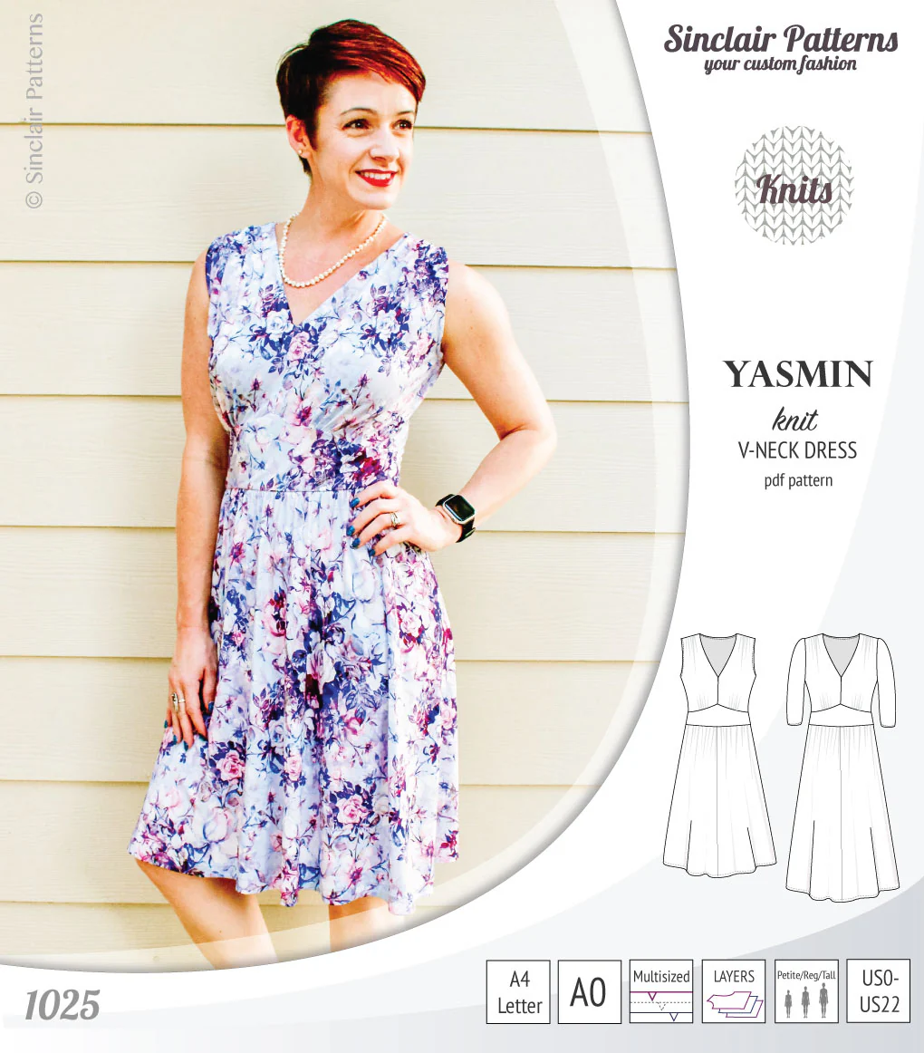 Yasmin V neck knit dress with pleated accents (PDF) - Image 12