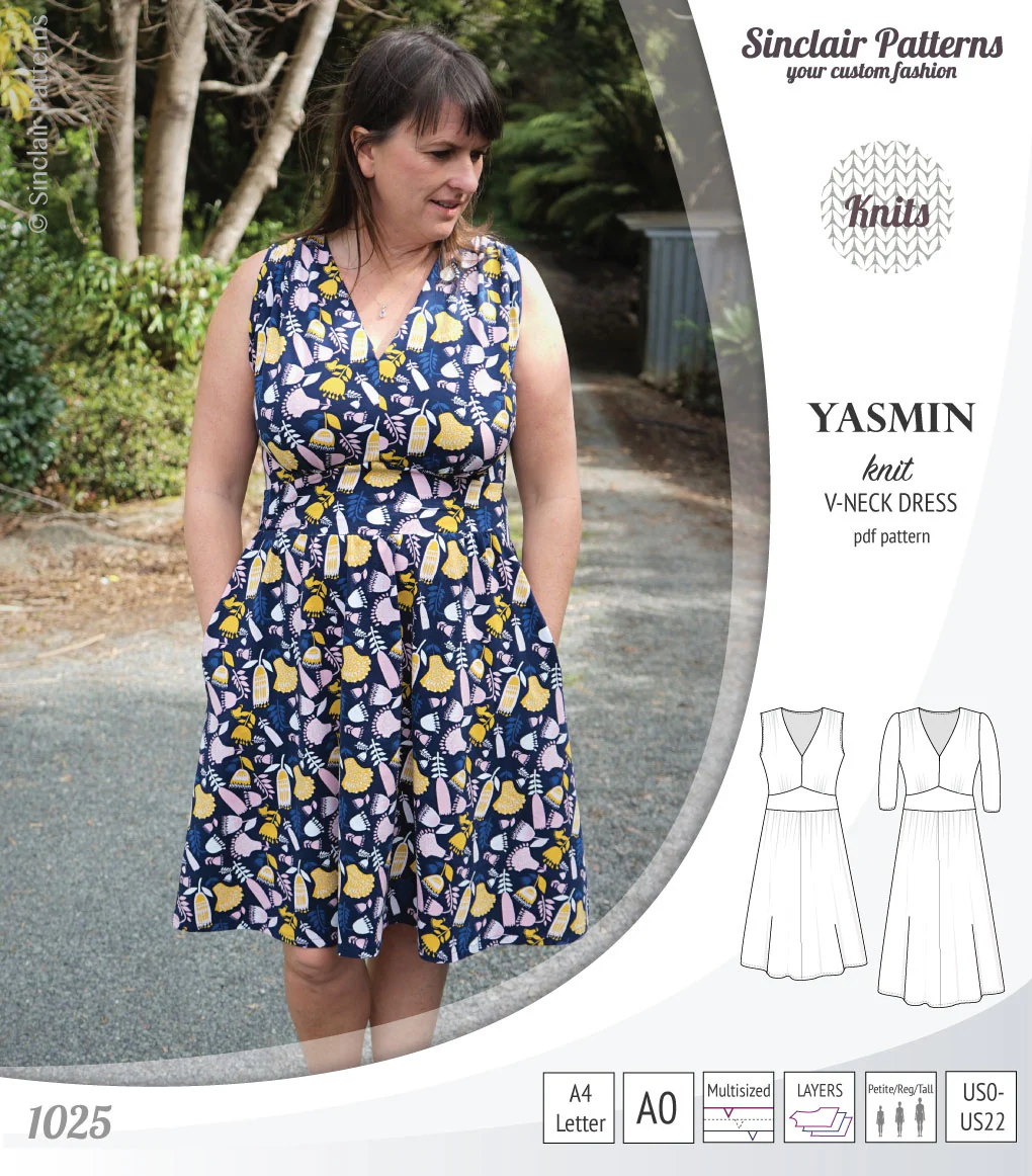 Yasmin V neck knit dress with pleated accents (PDF) - Image 16