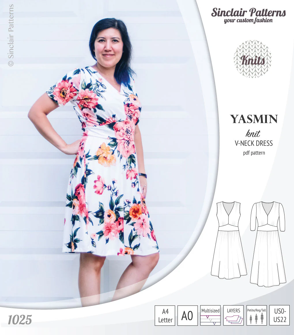 Yasmin V neck knit dress with pleated accents (PDF) - Image 22
