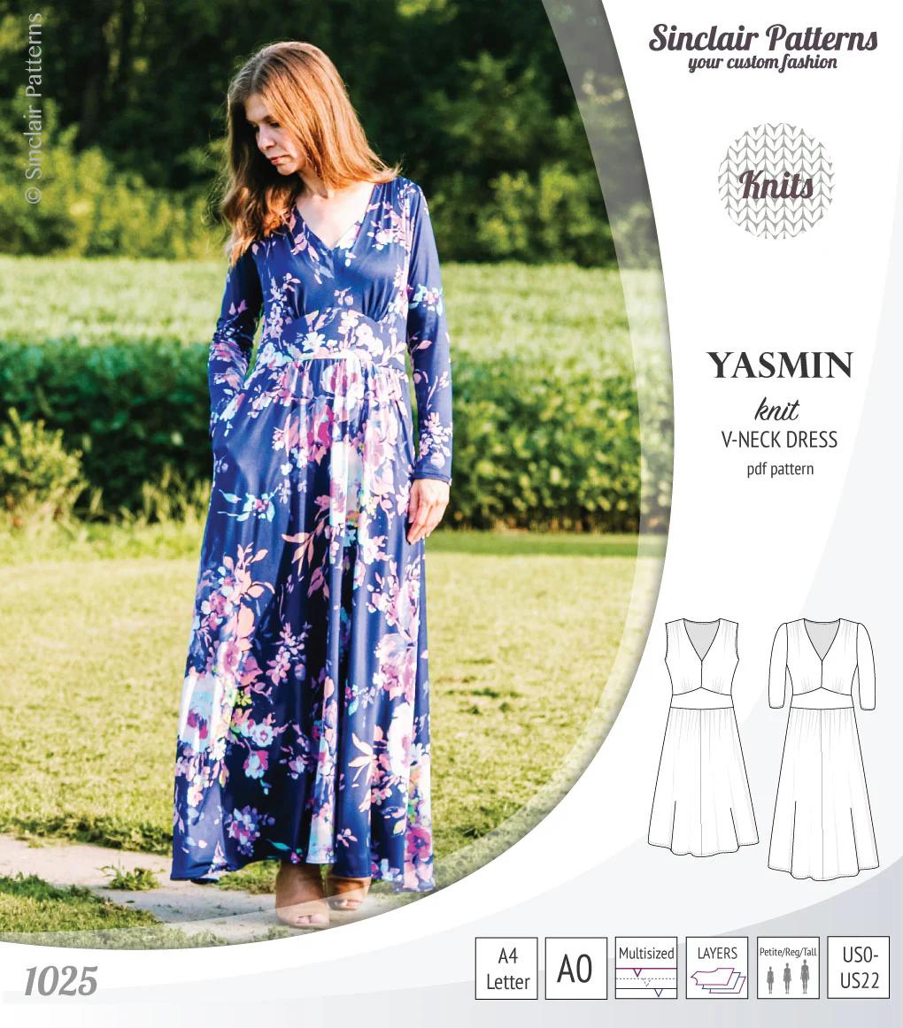 Yasmin V neck knit dress with pleated accents (PDF) - Image 25