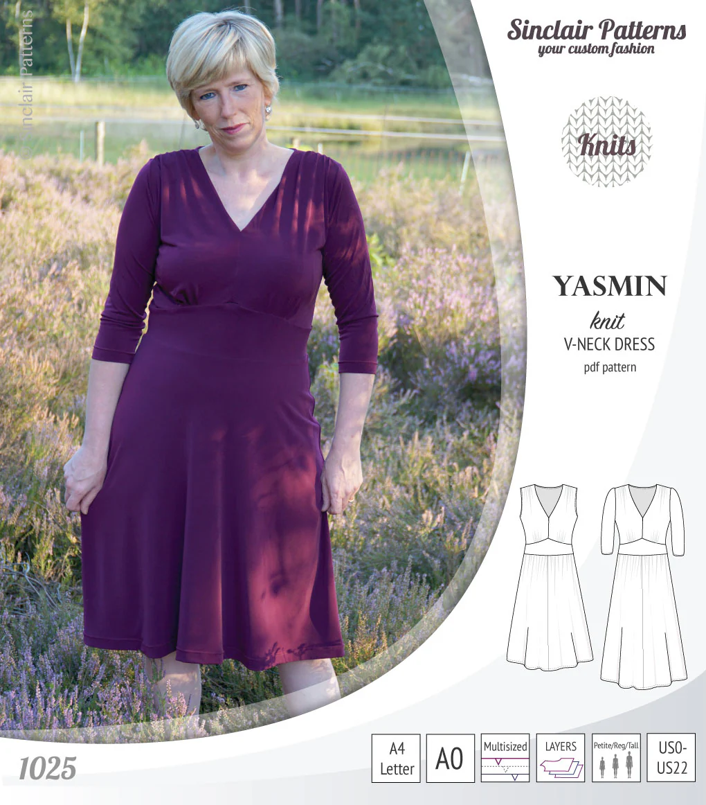 Yasmin V neck knit dress with pleated accents (PDF) - Image 29