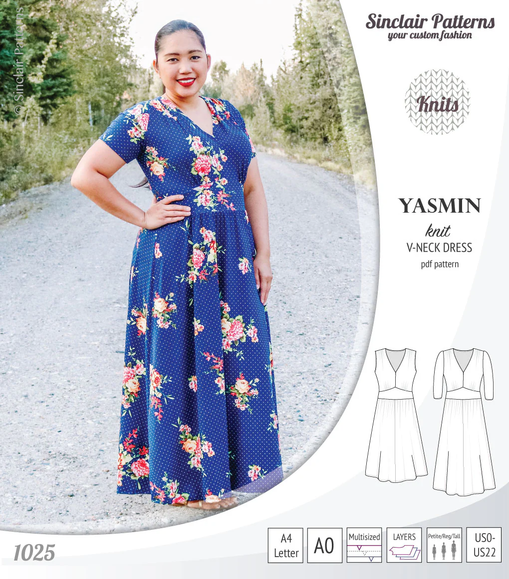 Yasmin V neck knit dress with pleated accents (PDF) - Image 30