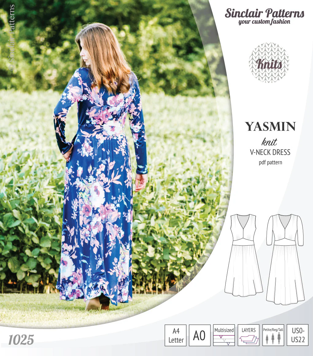 Yasmin V neck knit dress with pleated accents (PDF) - Image 34