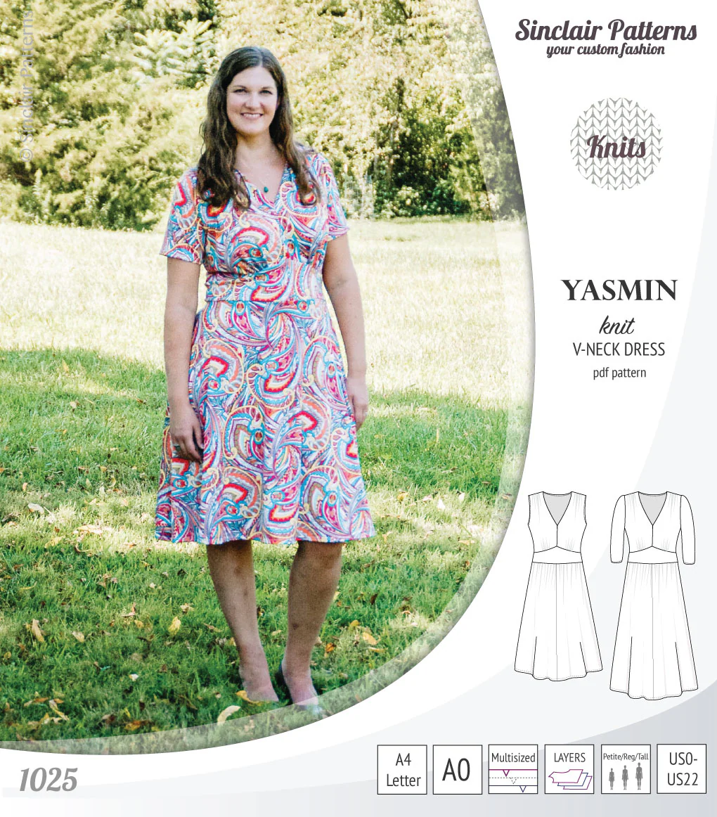 Yasmin V neck knit dress with pleated accents (PDF) - Image 40