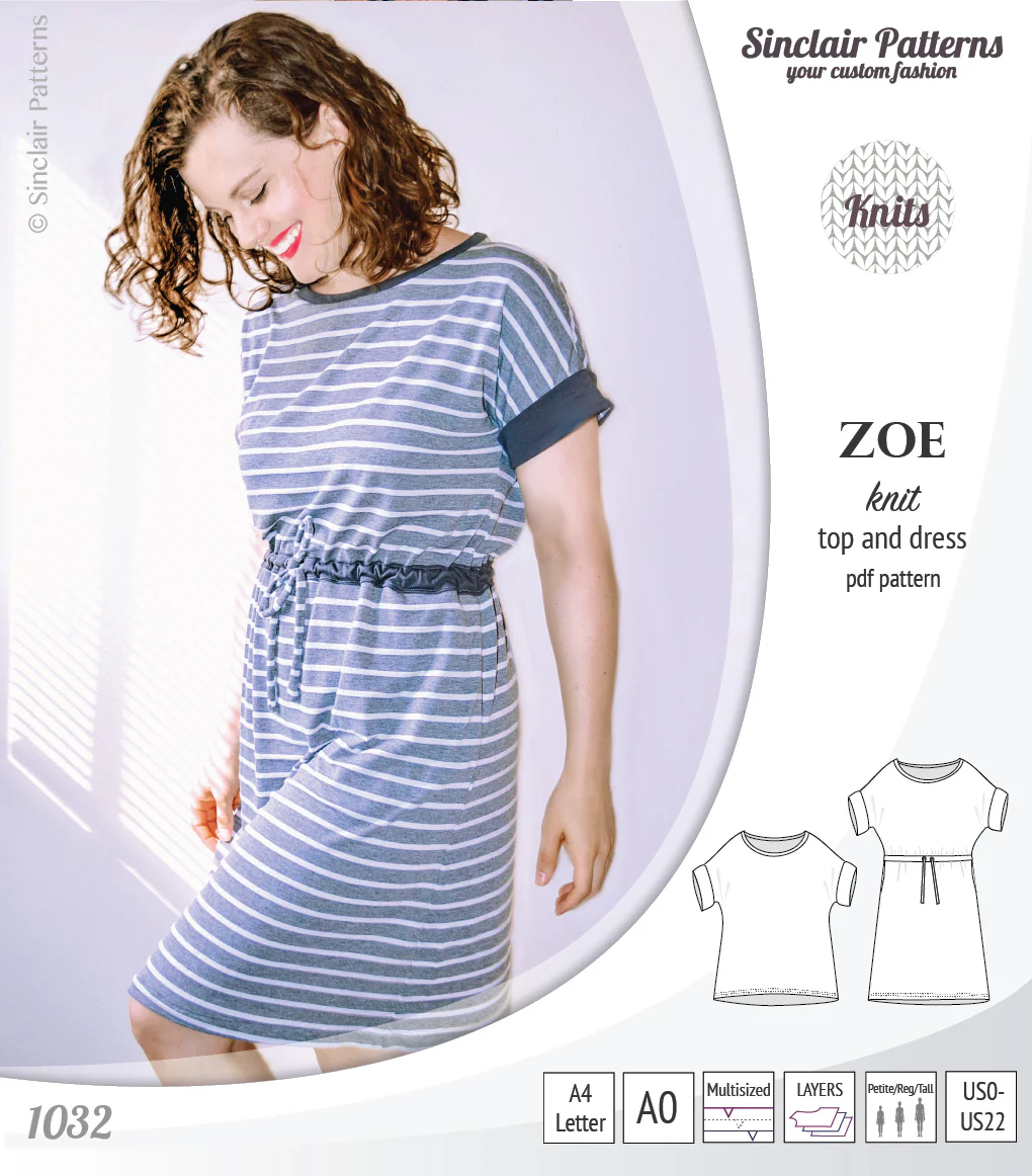 Zoe relaxed dolman knit top and drawstring dress (PDF) - Image 3