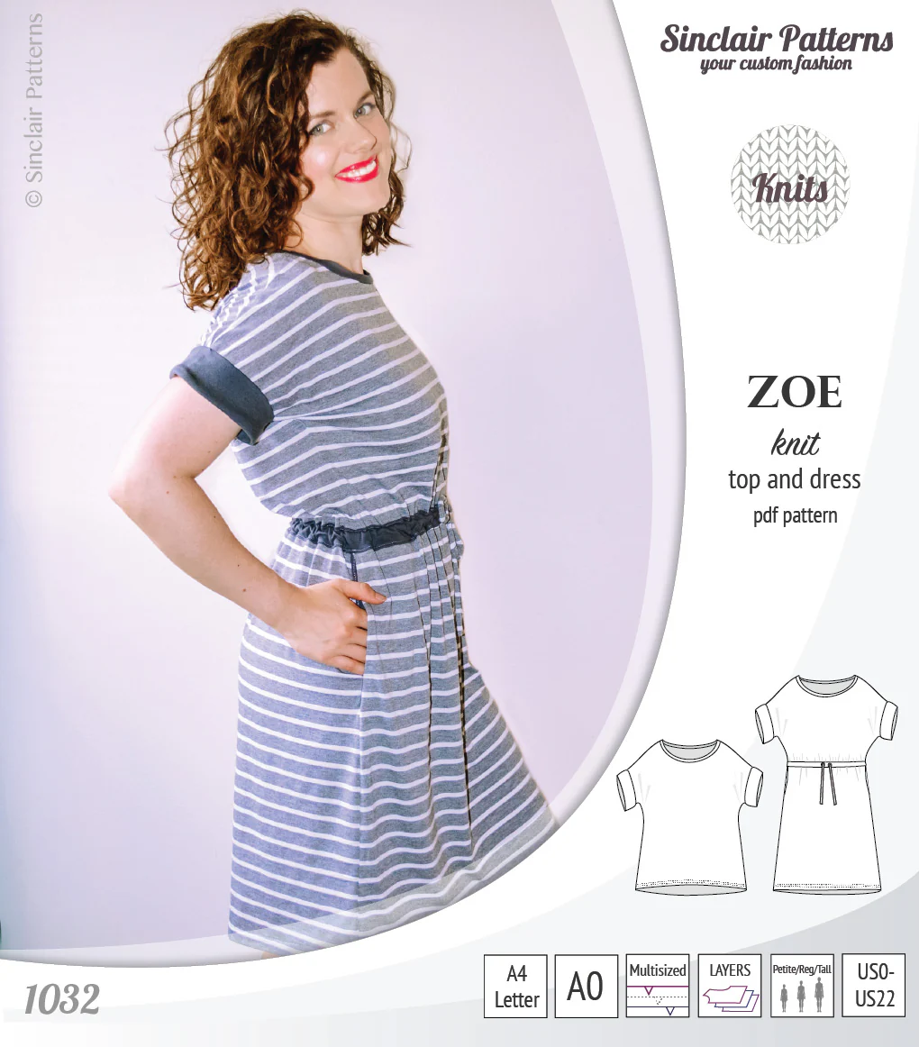 Zoe relaxed dolman knit top and drawstring dress (PDF) - Image 4