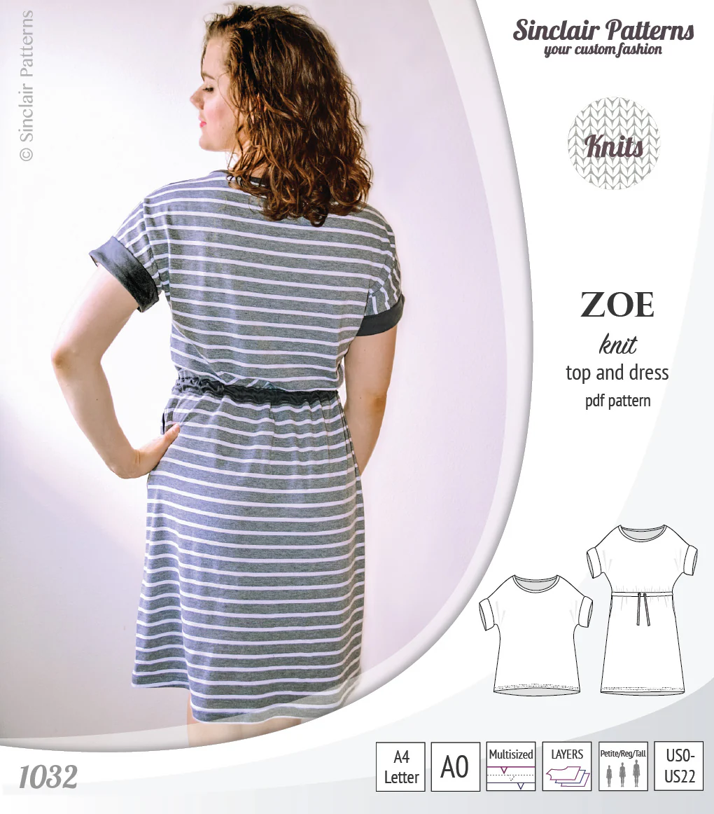 Zoe relaxed dolman knit top and drawstring dress (PDF) - Image 5